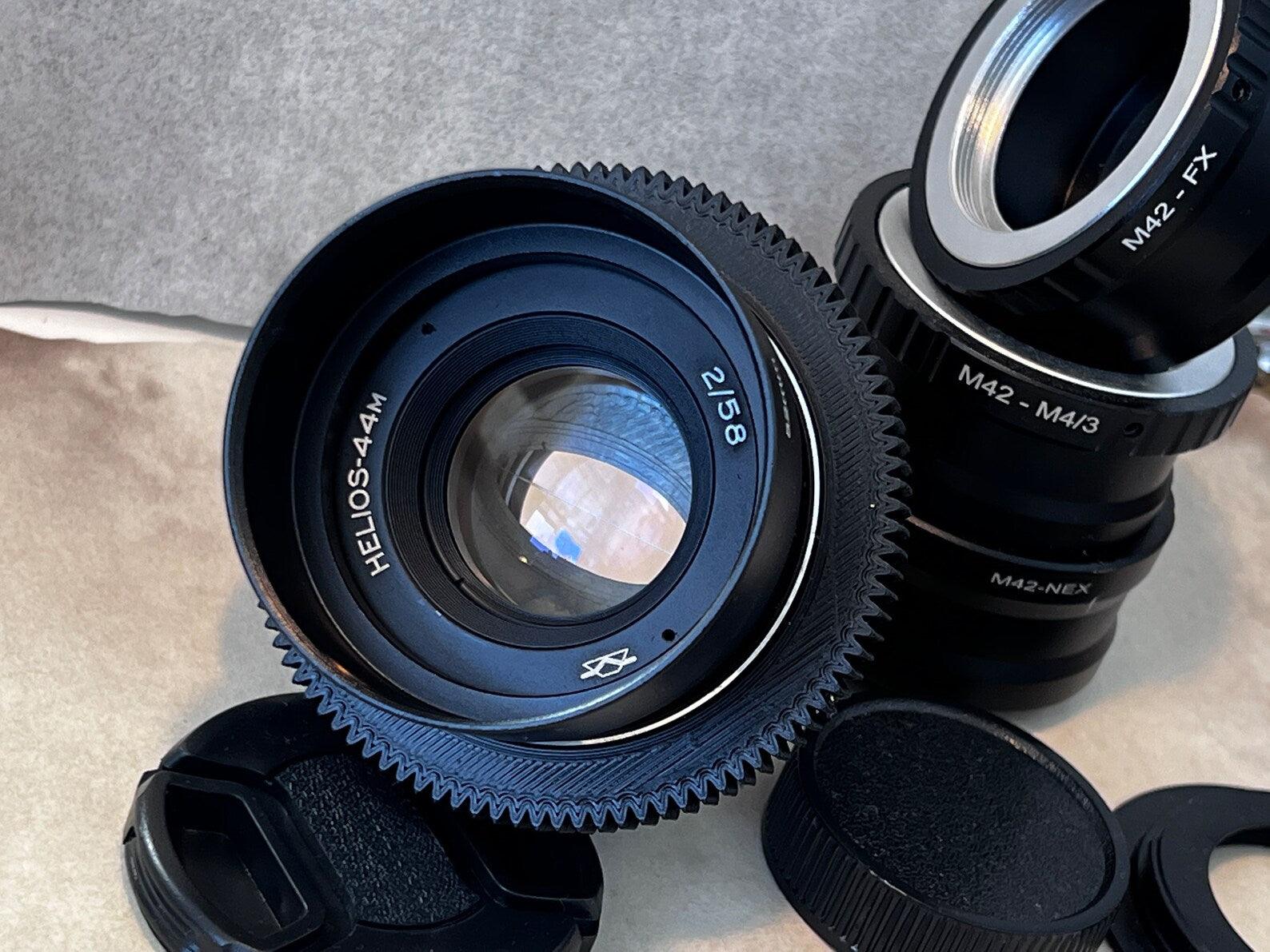 Anamorphic Helios 44M Lens Soviet Cine Mod with any adaptor Sony, Canon, Fujifilm and more.